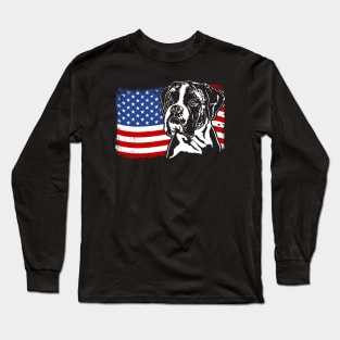 Proud Boxer Dog American Flag patriotic dog Long Sleeve T-Shirt